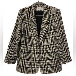 Alfred Dunner Wool Blend One Button Tweed Vintage Jacket, Size 12